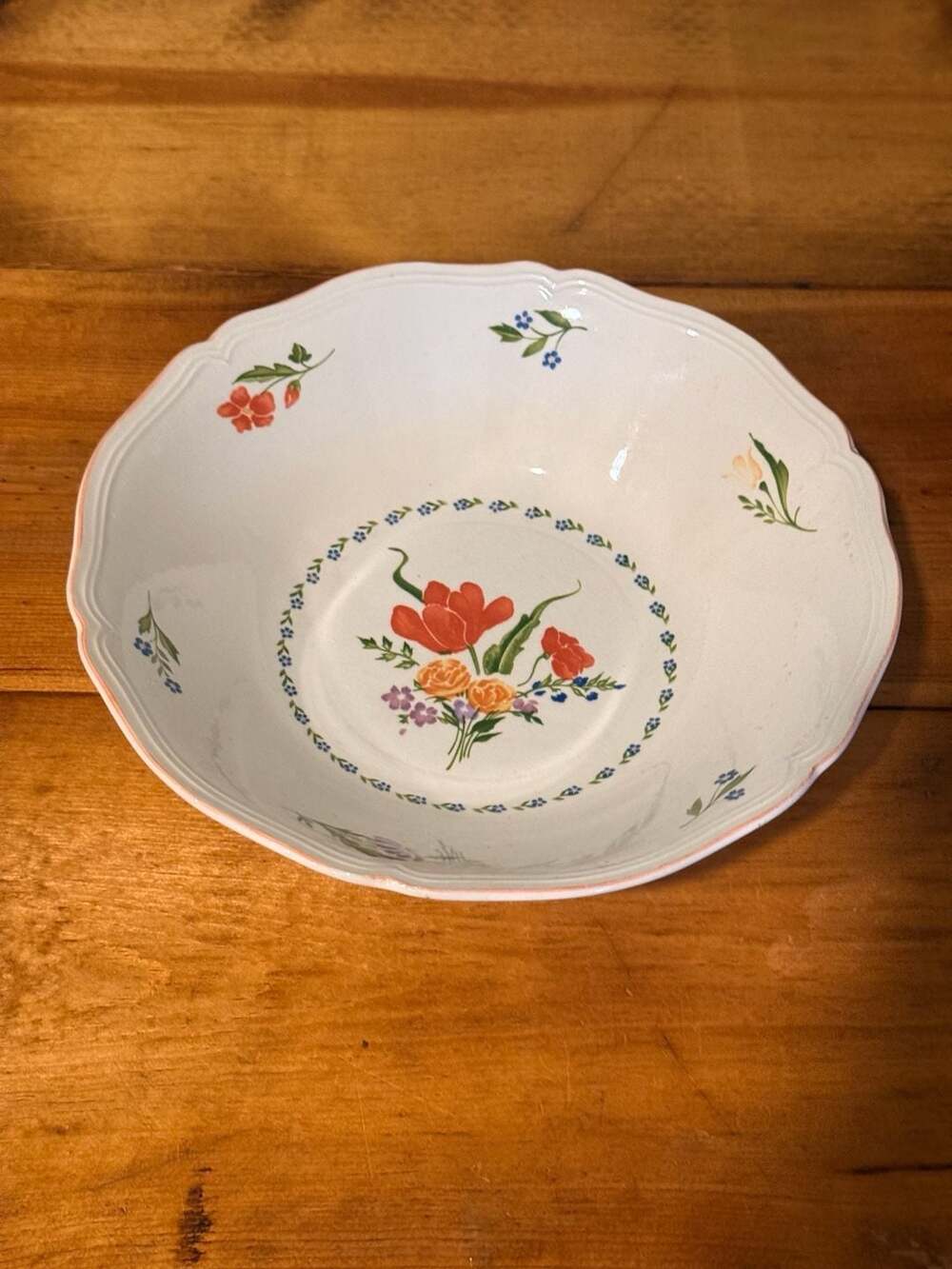 Sango Country French Dijon 3903 Scalloped Floral Serving Bowl 6 7/8”